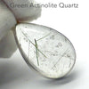 Green Actinolite in Very Clear Quartz Pendant | Teardrop Cabochon | Bezel Set | Open Back | 925 Sterling Silver | Protective | Self Esteem | Direction | Genuine Gems from Crystal Heart Melbourne Australia since 1986