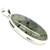 Green Actinolite in Clear Quartz Pendant | Large Oval Cabochon | Bezel Set | Open Back | 925 Sterling Silver | Protective | Self Esteem | Direction | Genuine Gems from Crystal Heart Melbourne Australia since 1986