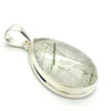 Green Actinolite in Very Clear Quartz Pendant | Teardrop Cabochon | Bezel Set | Open Back | 925 Sterling Silver | Protective | Self Esteem | Direction | Genuine Gems from Crystal Heart Melbourne Australia since 1986