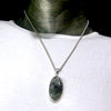 Green Actinolite in Clear Quartz Pendant | Large Oval Cabochon | Bezel Set | Open Back | 925 Sterling Silver | Protective | Self Esteem | Direction | Genuine Gems from Crystal Heart Melbourne Australia since 1986