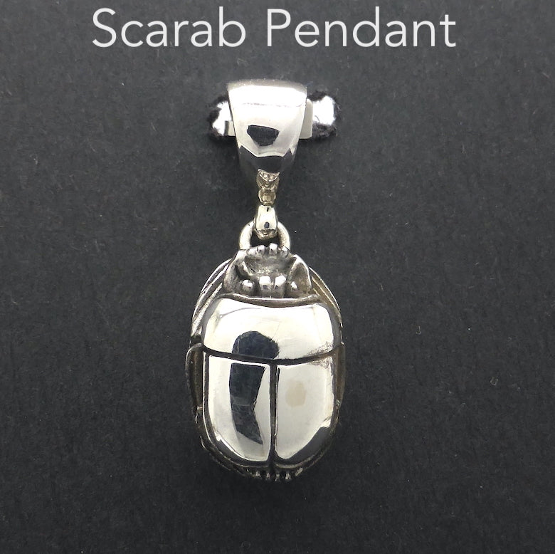 Ancient Egyptian Scarab Pendant | 925 Sterling Silver | Beautifully made representation of the Ancient Egyptian Scarab Beetle | Very Authentic looking | Sacred to the Sun God Ra | Crystal Heart Melbourne Australia since 1986 