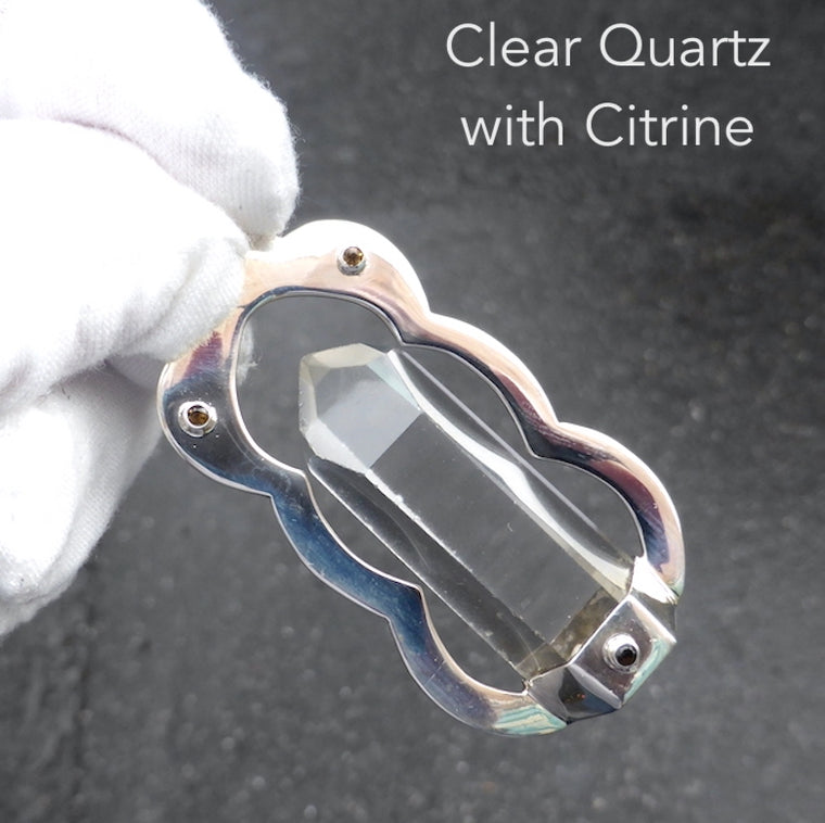 Clear Quartz & Citrine Pendant, 925 Silver