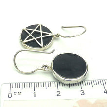Load image into Gallery viewer, Pentacle on Black Onyx Earrings, 925 Sterling Silver