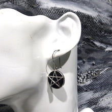 Load image into Gallery viewer, Pentacle on Black Onyx Earrings, 925 Sterling Silver