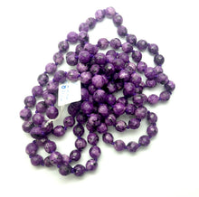 Load image into Gallery viewer, Charoite Double length Necklace  | 8 mm Faceted Beads, knotted between  | 130 cms long | Spiritual Courage and support | Genuine Gems from Crystal Heart Melbourne Australia since 1986