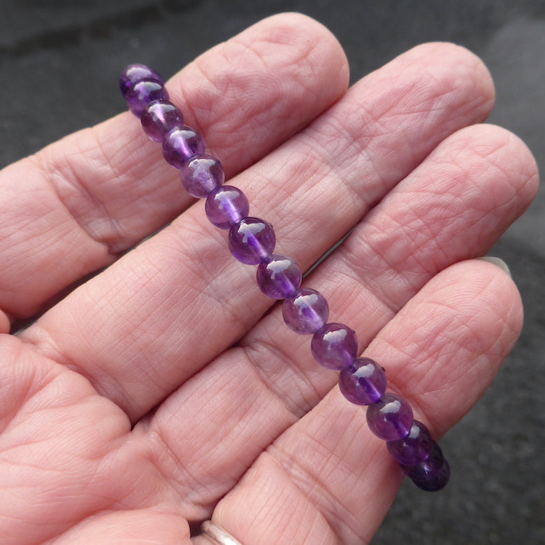 Stretch Bracelet with Amethyst Beads | 6mm | very clear | Purify and balance energy | Meditation | Genuine gems from Crystal Heart Melbourne Australia since 1986