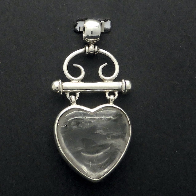 Clear Quartz Heart Pendant | Steampunk | 925 Sterling Silver |  Quality Silver Work | Custom made  Bail | Genuine Gems from Crystal Heart Melbourne Australia since 1986