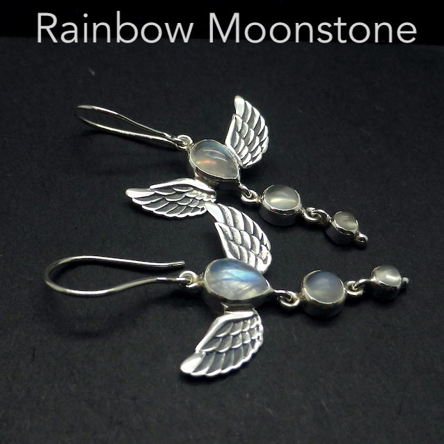 Genuine Rainbow Moonstone 18K Gold over .925 Sterling Silver handcrafted  stud Earrings - SilverRushStyle.com Unique Jewelry Store