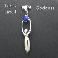 Load image into Gallery viewer, Lapis Lazuli Goddess Pendant | Cabochon | 925 Sterling Silver | Upraised arms embracing the Universe | Genuine Gems from Crystal Heart Melbourne Australia 1986