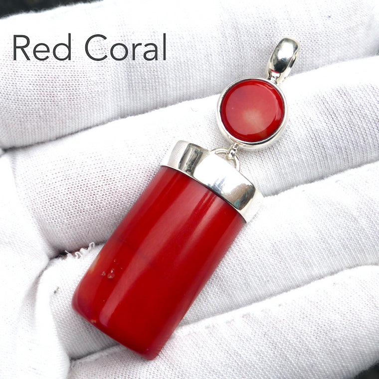 Coral Pendant, Bamboo, 925 Silver, kt