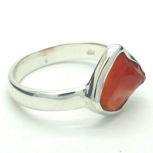 Mexican Fire Opal Ring | Raw Nugget | Vibrant orange red with transparency | 925 Sterling Silver |  Bezel Set | US Ring Size 8 | AUS EU Size P1/2 | Leo Libra Aries Leo Sagittarius | Luck Creativity Abundance Passion | Grounding, good for creative business | Genuine Gems from Crystal Heart Melbourne Australia since 1986