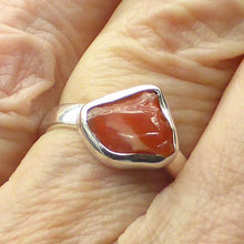 Load image into Gallery viewer, Mexican Fire Opal Ring | Raw Nugget | Vibrant orange red with transparency | 925 Sterling Silver |  Bezel Set | US Ring Size 8 | AUS EU Size P1/2 | Leo Libra Aries Leo Sagittarius | Luck Creativity Abundance Passion | Grounding, good for creative business | Genuine Gems from Crystal Heart Melbourne Australia since 1986