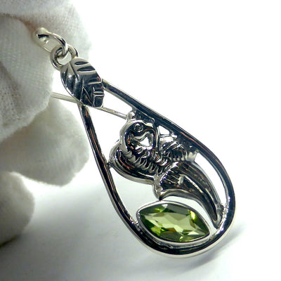 Peridot Gemstone Earrings | Faceted Marquis shape | 925 Sterling Silver | Leaf and Floral Motif | Genuine Gems from Crystal Heart Melbourne Australia since 1986