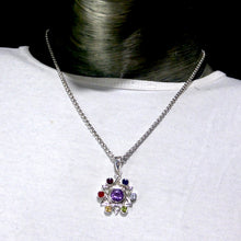 Load image into Gallery viewer, Chakra Pendant | Seven Faceted Gemstones set vertically | Amethyst, Carnelian, Garnet, Iolite, Peridot, Citrine, Blue Topaz | Well Made 925 Sterling Silver | Star of David | Genuine Gems from Crystal Heart Melbourne Australia since 1986