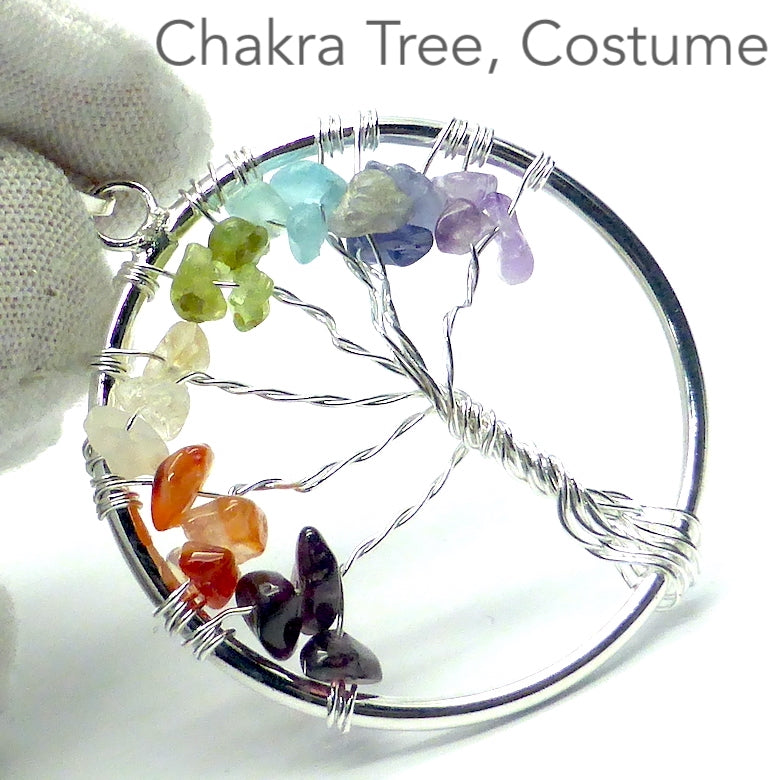 Tree Chakra Pendant | Silver Plate | Rainbow Gemstones | Garnet Carnelian Citrine Peridot Topaz Iolite Amethyst | Crystal Heart Melbourne Australia since 1986