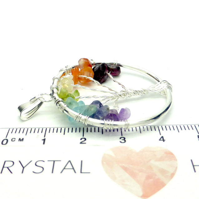 Tree Chakra Pendant | Silver Plate | Rainbow Gemstones | Garnet Carnelian Citrine Peridot Topaz Iolite Amethyst | Crystal Heart Melbourne Australia since 1986