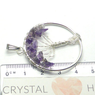 Tree Pendant with Amethyst gemstone chips | silver plated wire | Crystal Heart Melbourne Australia since 1986