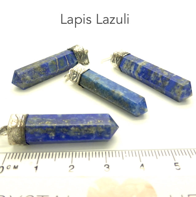 Lapis Lazuli Pendant | Single Point | Silver Plated Costume Jewellery | Calm mind | Deep Meditation | Inner Truth | Genuine Gems from Crystal Heart Melbourne Australia since 1986 