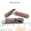 Rhodonite Pendant, Single Point, Silver Plated