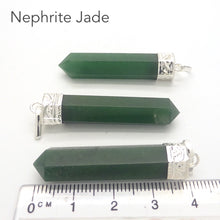 Load image into Gallery viewer, Nephrite Jade  Pendant | Single Point | Silver Plated white metal | Health Prosperity Elegance |  Genuine Gems from Crystal Heart Melbourne Australia since 1986 