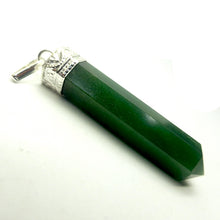 Load image into Gallery viewer, Nephrite Jade  Pendant | Single Point | Silver Plated white metal | Health Prosperity Elegance |  Genuine Gems from Crystal Heart Melbourne Australia since 1986 