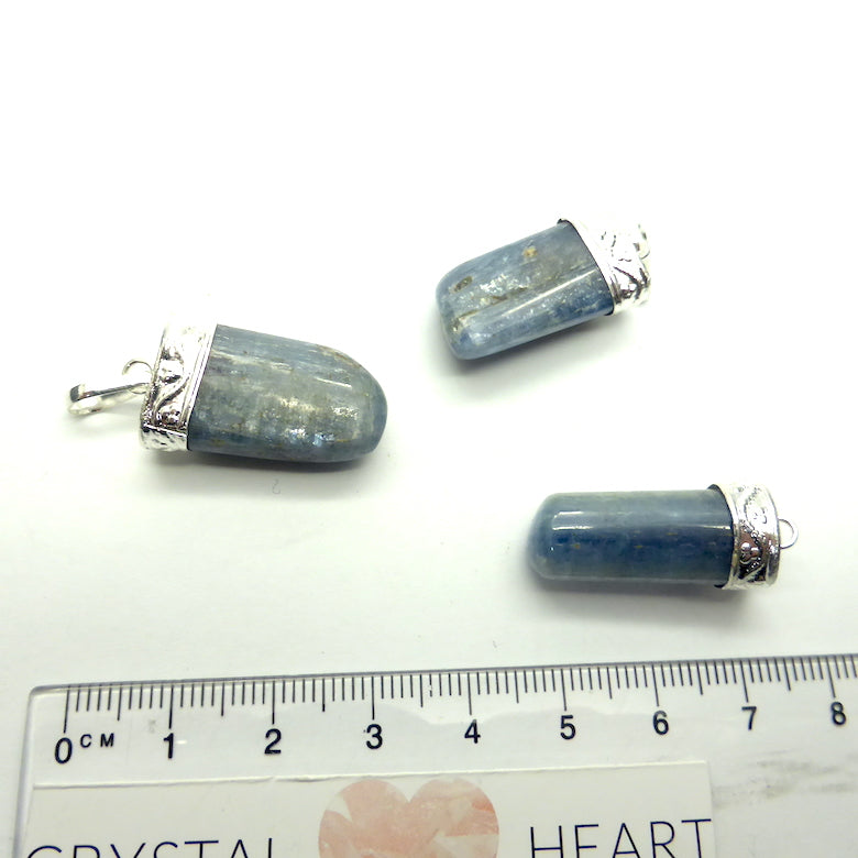Blue Kyanite Pendant | Single Point | Silver Plated white metal | EMF Protection | Visualisation Journeys |  Genuine Gems from Crystal Heart Melbourne Australia since 1986 