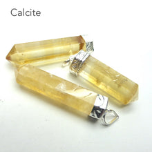 Load image into Gallery viewer, Honey Calcite Pendant | Single Point | Silver Plated white metal | Health Prosperity Elegance |  Genuine Gems from Crystal Heart Melbourne Australia since 1986 