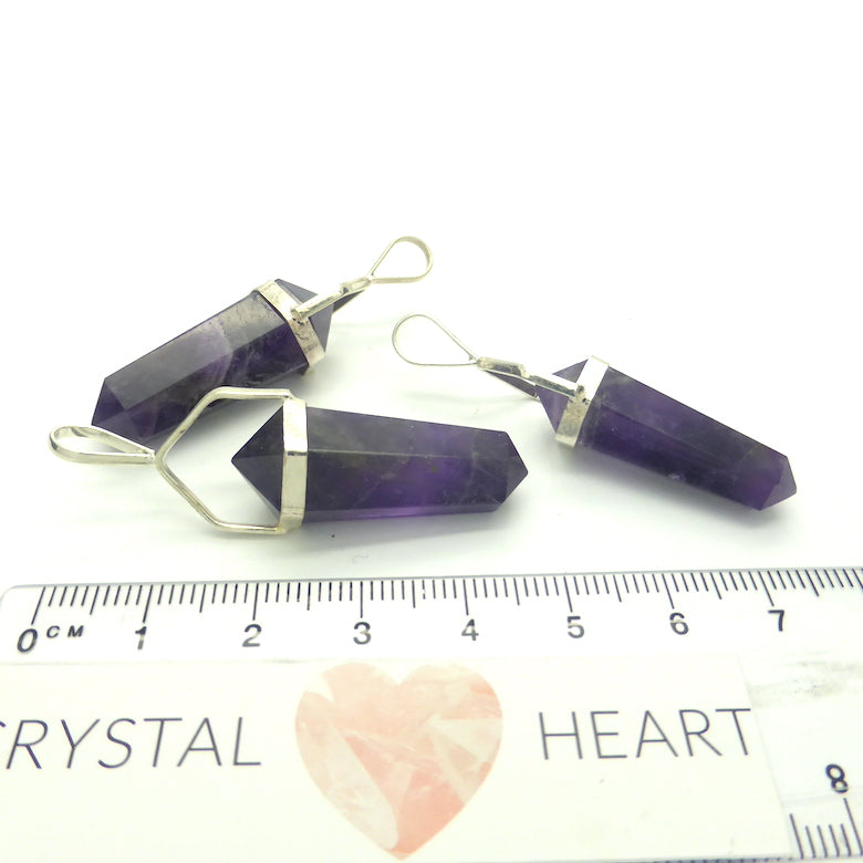 Amethyst Pendant, Double Point, Silver Plated