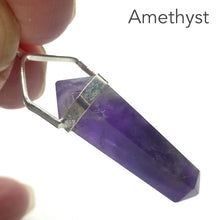 Load image into Gallery viewer, Amethyst Pendant, Double Point, Silver Plated