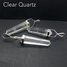 Load image into Gallery viewer, Clear Quartz Crystal Pendant | Double Terminated | Silver Plated white metal | Amplify conscious thought and affirmations | Genuine Gems from Crystal Heart Melbourne Australia since 1986 