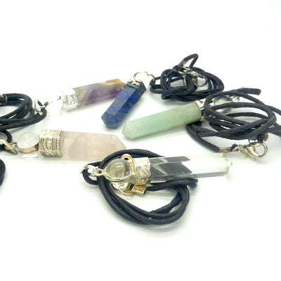 Pendant Natural gemstone with Crystal Ball | Silver plated | Amethyst | Clear Quartz | Green Aventurine | Rose Quartz | Lapis Lazuli  |  Genuine Gems from Crystal Heart Australia since 1986