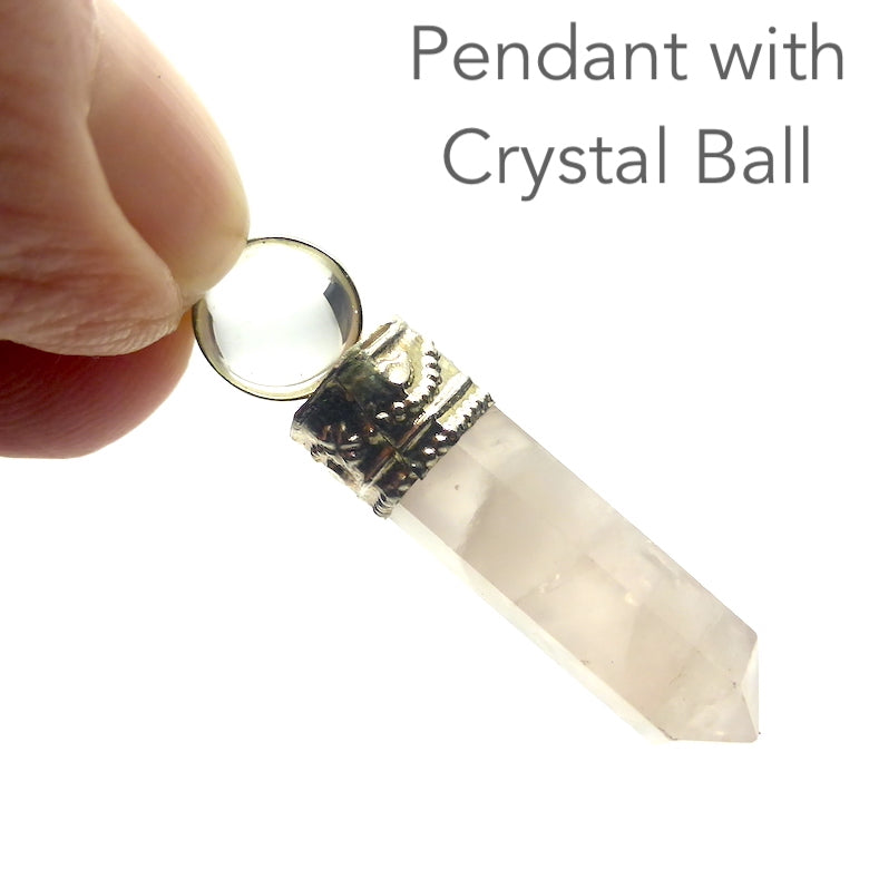 Pendant Natural gemstone with Crystal Ball | Silver plated | Amethyst | Clear Quartz | Green Aventurine | Rose Quartz | Lapis Lazuli  |  Genuine Gems from Crystal Heart Australia since 1986