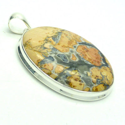 Maligano Malongano Jasper Pendant  | Oval Cabochon | Sulawesi | Indonesia | 925 Sterling Silver | Ochre and Pale Umber Patches | Quality Bezel Setting | Return consciousness to Wholeness | Genuine Gems from Crystal Heart Melbourne Australia since 1986