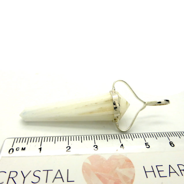 Scolecite Crystal Pendant | Amethyst Cabochon | Double Terminated | Silver Plated white metal | Angelic Energy | Genuine Gems from Crystal Heart Melbourne Australia since 1986 