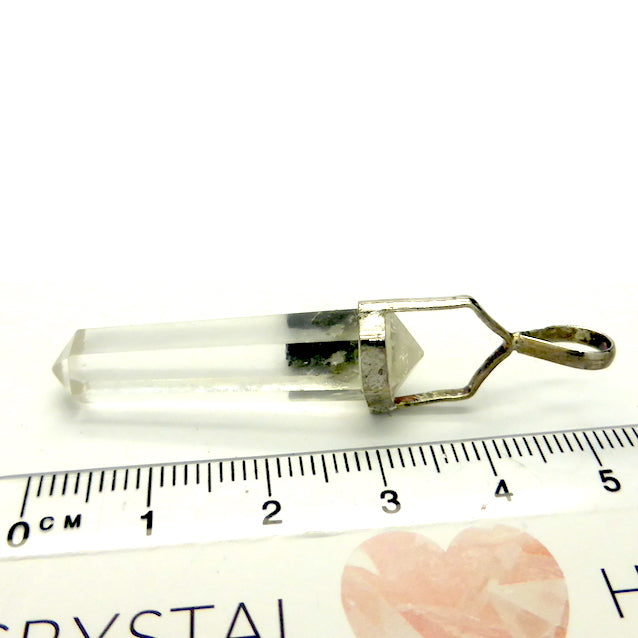 Clear Quartz Crystal Pendant | Raw Black Tourmaline Accent | Double Terminated | Silver Plated white metal | bridge Higher  and Physical Consciousness | Genuine Gems from Crystal Heart Melbourne Australia since 1986 