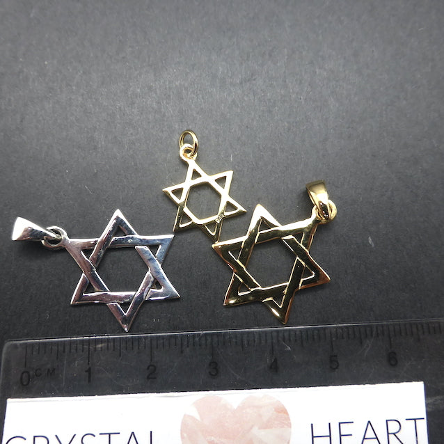 Star of David Pendant | Seal of Solomon | Alchemical symbol | Union of Fire and Water, male and female | Gold Plated 925 Sterling Silver | Vermeil | Crystal Heart Melbourne Australia since 1986