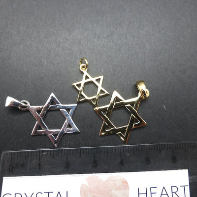 Star David Pendant | Seal of Solomon | Alchemical symbol |Union of Fire and Water, male and female | 925 Sterling Silver | Crystal Heart Melbourne Australia since 1986
