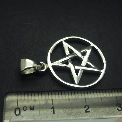 Pentacle Pendant  | 925 Sterling Silver | 5 pointed Star in Circle | 20 mm Diameter | Wisdom Protection Harmony & Power | Monthly Manifestation | Genuine Gems from Crystal Heart Melbourne Australia since 1986