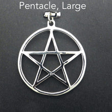 Load image into Gallery viewer, Pentacle Pendant  | 925 Sterling Silver | 5 pointed Star in Double Circle | 41 mm Diameter | Wisdom Protection Harmony &amp; Power | Monthly Manifestation | Genuine Gems from Crystal Heart Melbourne Australia since 1986