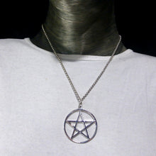 Load image into Gallery viewer, Pentacle Pendant  | 925 Sterling Silver | 5 pointed Star in Double Circle | 41 mm Diameter | Wisdom Protection Harmony &amp; Power | Monthly Manifestation | Genuine Gems from Crystal Heart Melbourne Australia since 1986