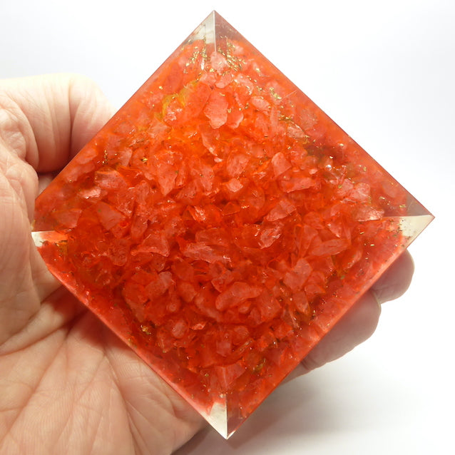 Orgonite Pyramid Chakra Coloured Quartz Chips | Clear Crystal Point conduit in Copper Spiral | Accumulate Orgone Energy | Balance and Energise whole system | Crystal Heart Melbourne Australia since 1986