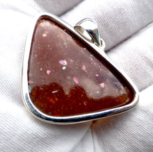 Load image into Gallery viewer, Natural Sunstone Pendant | Cabochon with Rainbow sparkles | 925 Sterling Silver  | Classic Bezel Setting | Open Back | Positive Uplifting emotions  | Leo Libra Star Stone | Genuine Gems from Crystal Heart Melbourne Australia since 1986