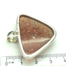 Load image into Gallery viewer, Natural Sunstone Pendant | Cabochon with Rainbow sparkles | 925 Sterling Silver  | Classic Bezel Setting | Open Back | Positive Uplifting emotions  | Leo Libra Star Stone | Genuine Gems from Crystal Heart Melbourne Australia since 1986