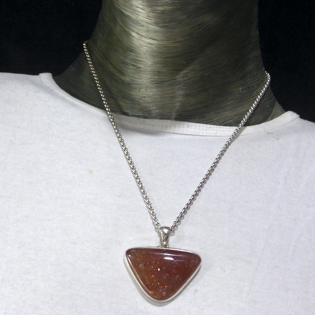 Natural Sunstone Pendant | Cabochon with Rainbow sparkles | 925 Sterling Silver  | Classic Bezel Setting | Open Back | Positive Uplifting emotions  | Leo Libra Star Stone | Genuine Gems from Crystal Heart Melbourne Australia since 1986