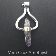 Load image into Gallery viewer, Raw Vera Cruz Amethyst Pendant | 925 Sterling Silver Cap | Natural uncut Crystal | Violet Flame | Meditation | Purify | Balance | Transcend | Genuine Gems from Crystal Heart Melbourne since 1986