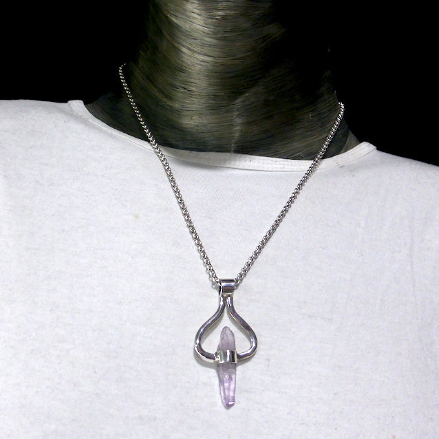 Raw Vera Cruz Amethyst Pendant | 925 Sterling Silver Cap | Natural uncut Crystal | Violet Flame | Meditation | Purify | Balance | Transcend | Genuine Gems from Crystal Heart Melbourne since 1986