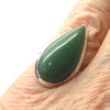 Nephrite Jade Ring | Teardrop Cabochon | 925 Sterling Silver | Bezel Set | Open Back | US Size 6 | AUS Size L1/2 | Good colour and Translucency | Genuine Gems from Crystal Heart Melbourne Australia since 1986