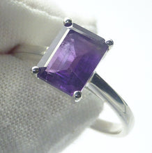 Load image into Gallery viewer, Brazilian Amethyst Ring | Faceted oblong | dainty claw set 6x8 gemstone | Good Colour | 925 Sterling silver | US size 5,6,7,8,9 or 10  | Genuine Gems from Crystal Heart Melbourne Australia since 1986