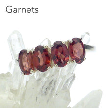 Load image into Gallery viewer, 4 flawless red Garnets | Faceted Ovals | Line set with strong claws | 925 Silver | Classic Elegance | US Size 6 | 7 | 8 | Genuine gems from Crystal Heart Australia since 1986