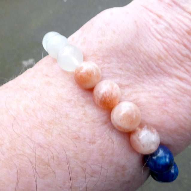 Libra Astrology Stretch Bracelet | 8mm Beads | Bloodstone | Lepidolite | Lapis Lazuli | Moonstone | Sunstone | Fair Trade Semi Precious Gemstone Bracelets | Genuine Gemstones from Crystal Heart Melbourne Australia since 1986